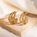Gold Triple Row C-shape Studs JJE0253