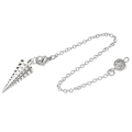 Silbernes Spiral-Metallpendel mit abgestuftem Kegeldesign und feiner Kette - Stil 12