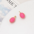 Pink and gold textured oval fruit charms for DIY jewelry making and earring accessories - 27#Rambutan (9*15mm)