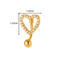 Golden heart-shaped belly button ring with zircon pavé setting and size dimensions - Golden Yellow (2611)