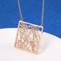Square hollow city map necklace in rose gold finish with delicate geometric pendant - Paris France / Rose Gold