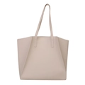 Minimalist beige PU leather tote bag with large capacity and solid color design - One Size / Off White
