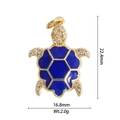 Detail of 18K gold turtle pendant with blue enamel and crystal inlay, 22.4mm size - DZY-2993 Blue Turtle