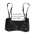 Black faux leather corset belt with triple silver buckles and adjustable straps - New Style Black (68cm)