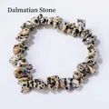 Dalmatian Jasper chip bead bracelet with natural irregular black and white stones - Dalmatian Jasper
