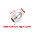 Silver polished stainless steel barrel bead with 7mm length and 6mm diameter for DIY jewelry - Oval Rice Bead / 6x7mm / Steel