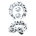 White leopard print plush hairband and wristbands set for skincare and makeup routines - Flannel Black and White Leopard Style (10#) / Set of 4