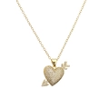 Collana con ciondolo a cuore dorato e pavé di zirconi su una catena sottile - Cuore con freccia
