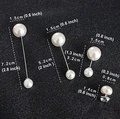 Guide des tailles détaillé pour broches en perles avec mesures en cm et pouces - Ensemble No.24