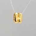 Polished 18K gold plated bubble letter H pendant necklace with 3D rounded balloon design - Letter H