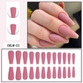 Long matte coffin false nails in dusty rose with 24-piece full set display - Lotus Pink (CBLM-03) / Glue Type