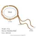18K gold plated stainless steel double layer Cuban and O-chain necklace with pearls - Gold