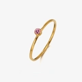 Minimalist gold stainless steel ring featuring a round pink birthstone crystal inlay - US 6 / October Pink