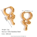 Hammered geometric hollow earrings in 18K gold-plated stainless steel, 26.6mm x 15mm size - Irregular Liquid Texture Hoop Earrings - Gold