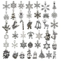 Silver alloy Christmas charms collection featuring snowflakes and holiday motifs - SN56-Christmas + Snowflake Series 40 Styles-1 Each-54.4g
