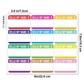 Adesivi per nomi impermeabili per bambini con etichette colorate e misure dei dettagli - Tipo A - Hello Name (P11) / 12 Pezzi/Foglio