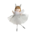 Decorazione angelo di Natale con corna d'argento e gonna in tulle bianco lucido - Bianco