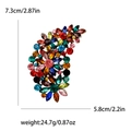 Spilla retrò in cristallo multicolore e lega, dimensioni di 7,3 cm per 5,8 cm - Colorato