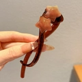 Barrette banane vintage française avec étoiles roses mates et dents antidérapantes - Pince Torsadée à Étoile / 10.5cm / Étoile Café