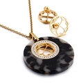 Set gioielli vintage dorato con trifoglio tartarugato e dettagli in strass lucidi - Stile Quadrifoglio d'Oro Tartarugato (KS51303-K)