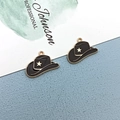 Pendenti a cappello da cowboy dorati con smalto nero e stella per gioielli fai-da-te - Cappello da cowboy