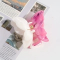 Elegant butterfly hair claw clip with pearl white and marbled pink acetate finish - Contrast Rose Red