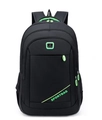 Black travel backpack with neon green accents and multi-compartment sport design - 8713 Green