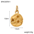 Detailed view of a gold irregular round pendant with amber stones and dimensions 1.8x1.5cm - Amber Rhinestone Style (BP45387B11)