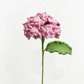 Handmade crochet pink hydrangea flower with pearl detail and green yarn stem - Hydrangea Pink