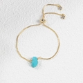 Adjustable 14K gold plated box chain bracelet featuring a turquoise stone centerpiece - Turquoise