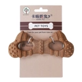 Giocattolo da masticare per cani a forma di osso marrone con texture su cartone - Stile Occhiali