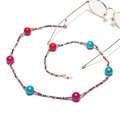 Rainbow handmade beaded chain for glasses and masks with colorful beads and gold clasps - Rainbow Beaded Style (GL1317)