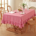 Rood-wit geblokt rechthoekig tafelkleed met elegante ruchesranden voor de eettafel - Vierkant Klein / Rood Wit Raster Ruffle