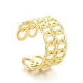 Bague vintage en acier titane doré ajouré avec un design ouvert réglable - Tressé Évidé Or (KR105269--KFC)