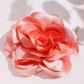 Pink satin fabric 19cm large blooming rose flower brooch pin handmade garment accessory - Champagne Pink