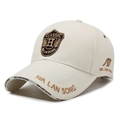 Beige baseball cap with H embroidery and golden thread detailing on the brim - Adjustable / Light Beige