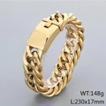 Pulsera cubana pesada para hombre en acero inoxidable dorado de 17mm con cierre de caja - Dorado