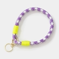 Universelles violett-weißes Handy-Schlüsselband mit neongelber Deko und Goldclip - 1.7cmx25cm / Lila