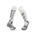 White merino wool ski socks with gray sport patterns and long thermal knit design - 8215 White/Grey
