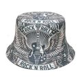 Classic bucket hat with vintage rock music electric guitar and stars print for sun protection - M (56-58cm) / Rock Guitar Print