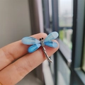 Dragonfly brooch with gradient blue glitter wings and silver metallic body - Blue Dragonfly (XZ0308)