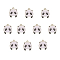 Detail view of 10 panda enamel charms with gold edges for DIY jewelry making - Style 3