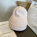 Bonnet en tricot rose clair épais pour femme en laine chaude pour l'automne et l'hiver - Élastique / Rose Clair