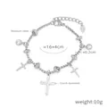 Bracciale in acciaio al titanio argento con ciondolo a croce e diamanti cechi - Tema Croce / Argento