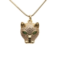 Hip-Hop-Pantherkopf-Anhänger-Halskette in Gold mit funkelnden Strasssteinen - Pave Gold Leopardenkopf (ML-CN001261YH)