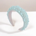 Chic mint green padded headband with elegant full pearl beads for women's hair - Mint Green