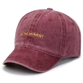 Vintage burgundy washed cotton baseball cap with In The Moment gold embroidery - Adjustable / Red