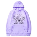Lavender Mama Est 2025 Coquette Hoodie with black graphic print on soft knit fabric - Light Purple