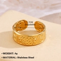 Adjustable 18K gold plated stainless steel ring with tribal embossed patterns - 700-3 Retro Totem Relief / Gold