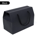 Matte black trapezoidal gift box with sturdy nylon handles for cakes and pastries - 20x10x13.5cm-Handheld Gift Box / Black